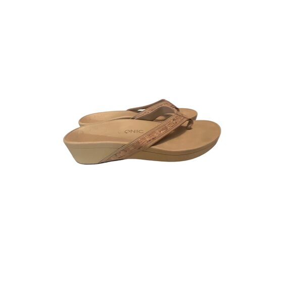 Vionic Womens Cork Wedge Flip Flop Sandals Size 10 Tan - Picture 3 of 7